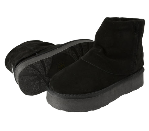 Ghete sport, dama, PASS COLLECTION, Z870003A, negru, piele intoarsa